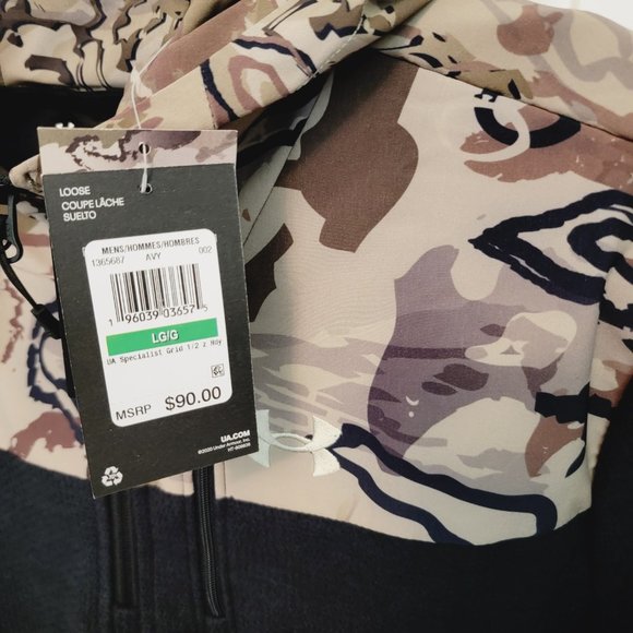 Under Armour Men's Sz Large Specialist Grid ½ Half Zip Hoodie Black/Camo NWT $90 - Picture 5 of 14